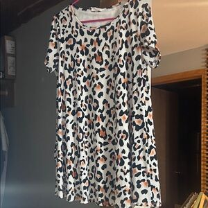 Peach Love California Kids Leopard Dress - White, Black, and Orange